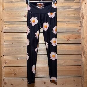 Teeki Daisy Yoga Leggings Black Small Eco Friendly Activewear Comfortable